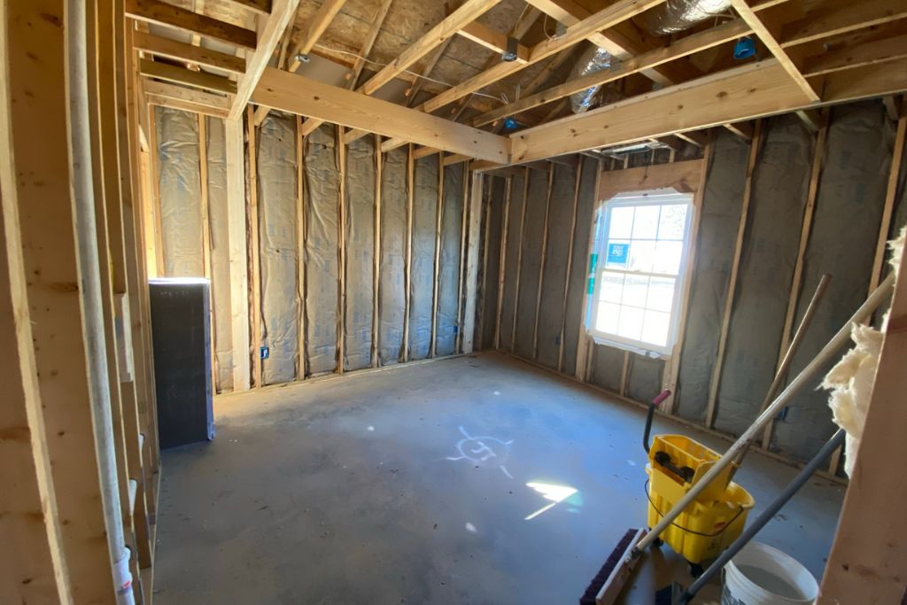 Interior construction framing in progress